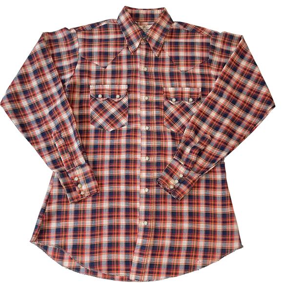 Vintage Dee Cee Pearl Snap Shirt Made in USA Plaid Western Sz 15-34 Unisex Fit - Picture 1 of 9